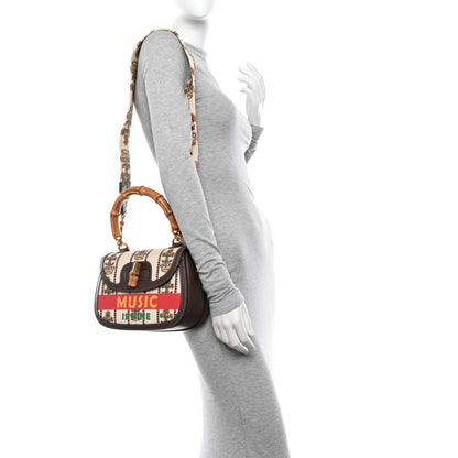 Gucci Canvas Calfskin 100 Centennial Music Mini Bamboo 1947 Top Handle Bag Multicolor 2 of 12