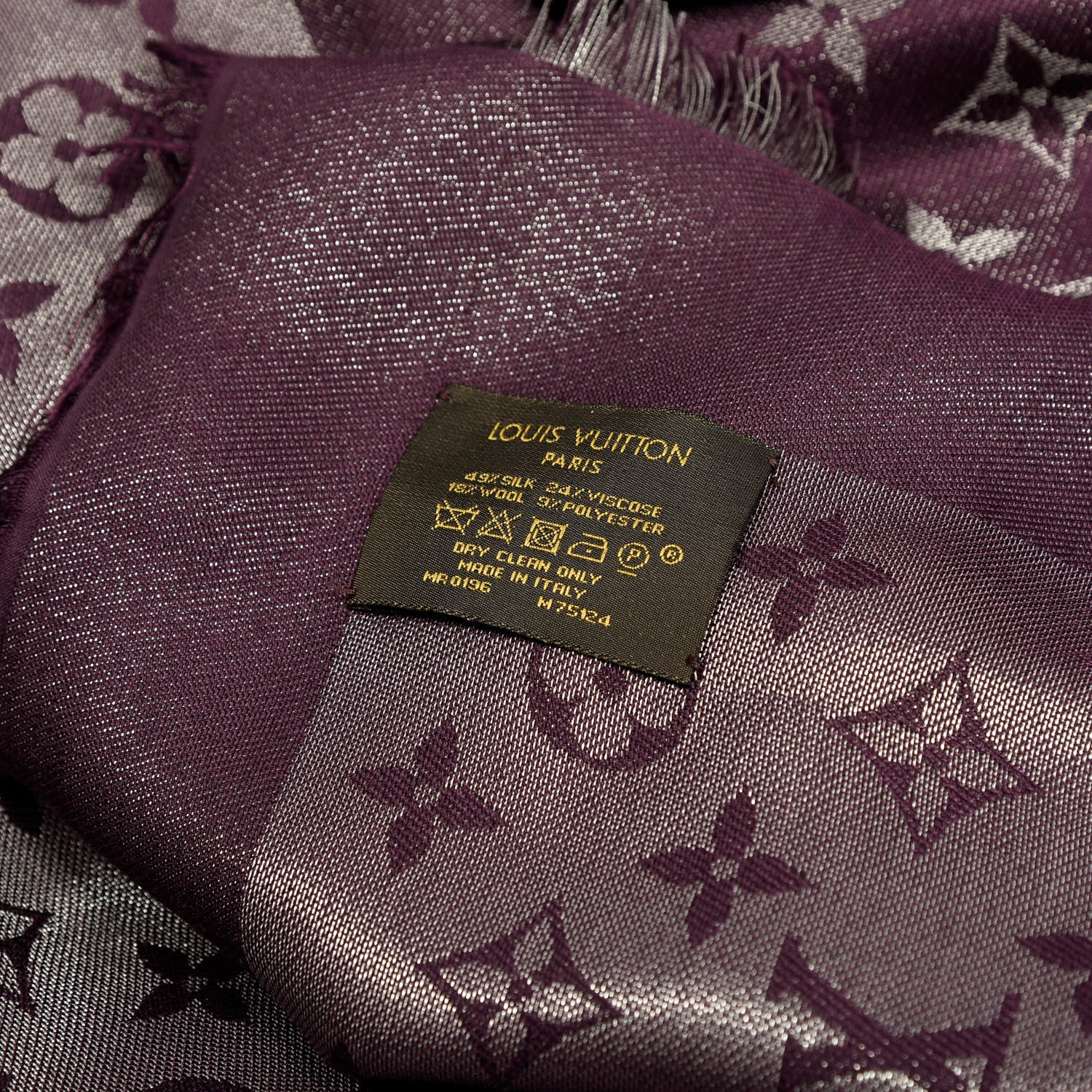 Louis Vuitton Silk Lurex Wool Monogram Shine Shawl Amarante 3 of 3