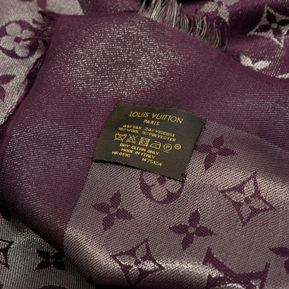 Louis Vuitton Silk Lurex Wool Monogram Shine Shawl Amarante 3 of 3