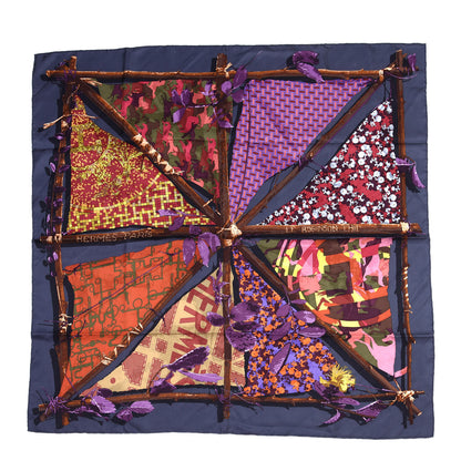 Hermes Silk Le Robinson Chic Scarf 90 Anthracite Prune Vert 1 of 4