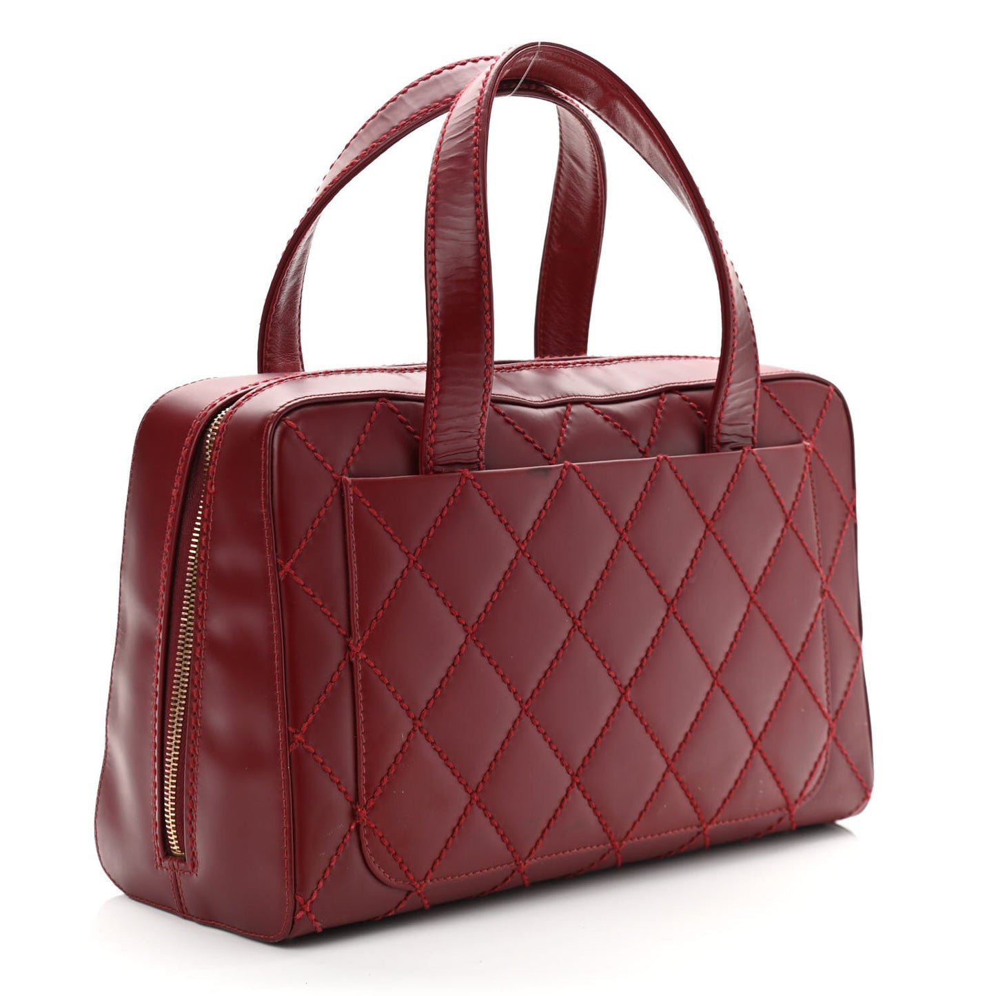 Calfskin Stitch Surpique Bowler Red