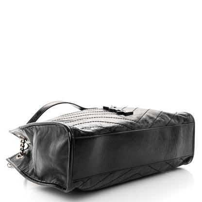 Saint Laurent Crinkled Calfskin Matelasse Monogram Medium Niki Shopper Tote Black 4 of 9