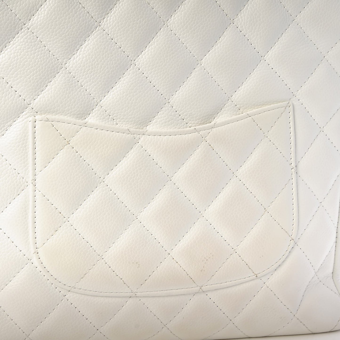 Caviar Quilted Petit Shopping Tote PST White
