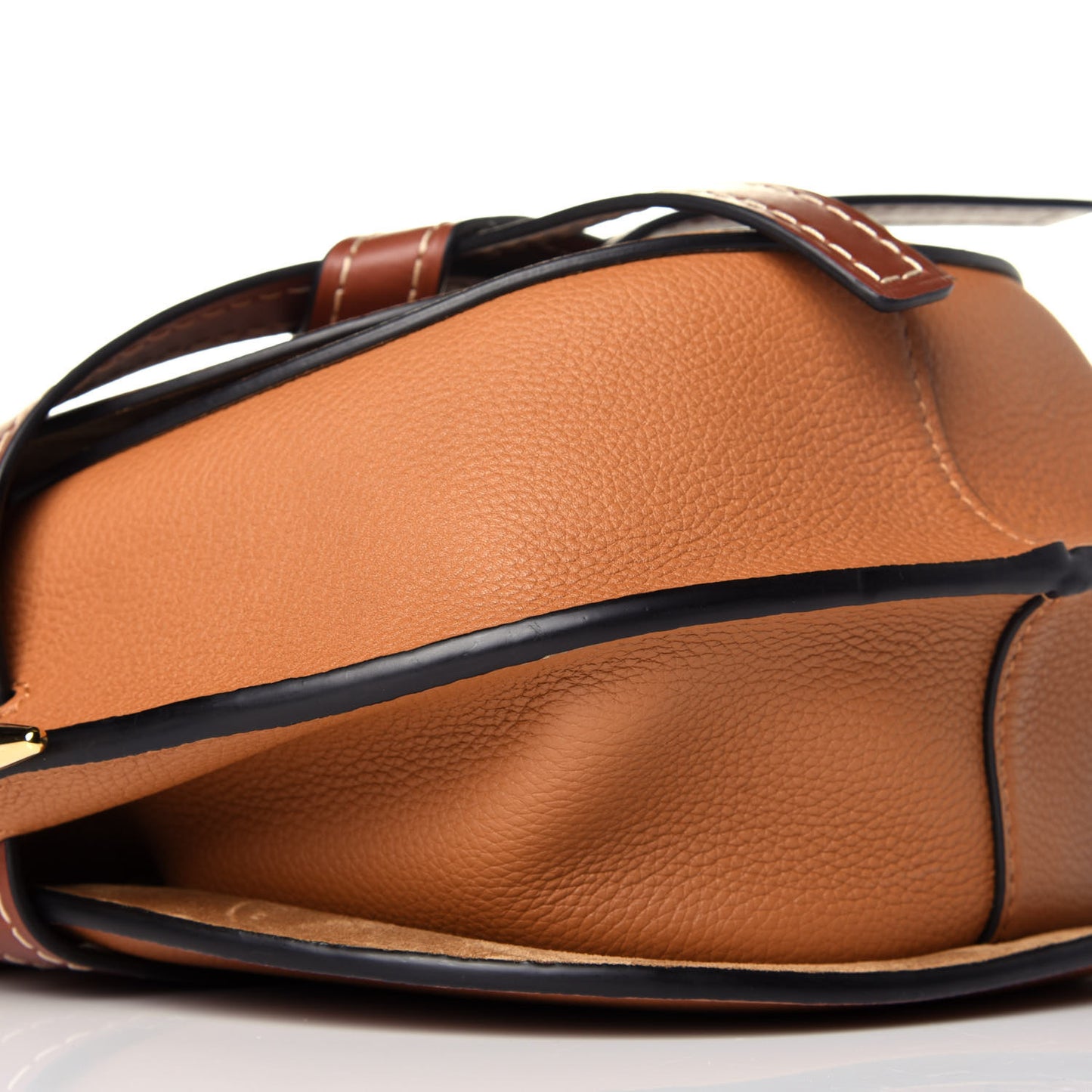 Grained Calfskin Small Gate Crossbody Bag Caramel Pecan