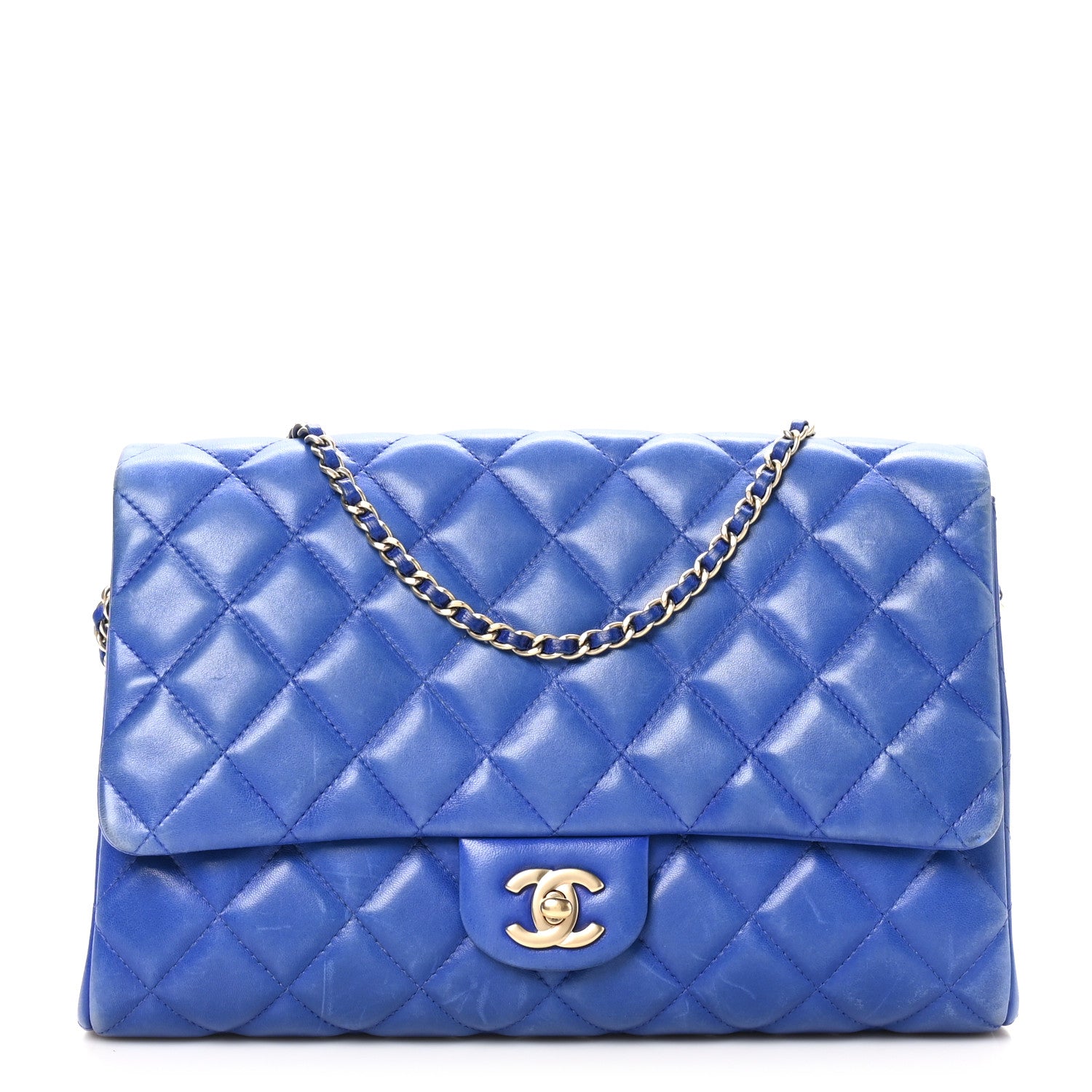 Chanel Lambskin Quilted Clutch Flap Blue 1 of 10