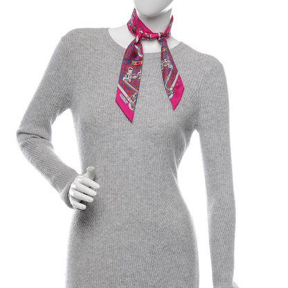 Hermes Silk Mors Et Gourmettes Remix Twilly Fuchsia Bleu Corail 2 of 4