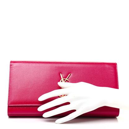 Saint Laurent Patent Grain De Poudre Classic Monogram Cassandre Clutch Fuchsia 2 of 6