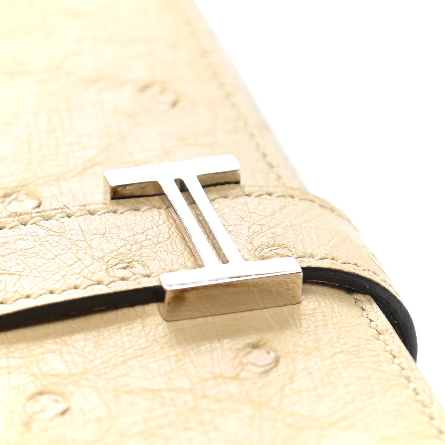 Hermes Ostrich Bearn Gusset Wallet Parchemin 9 of 10