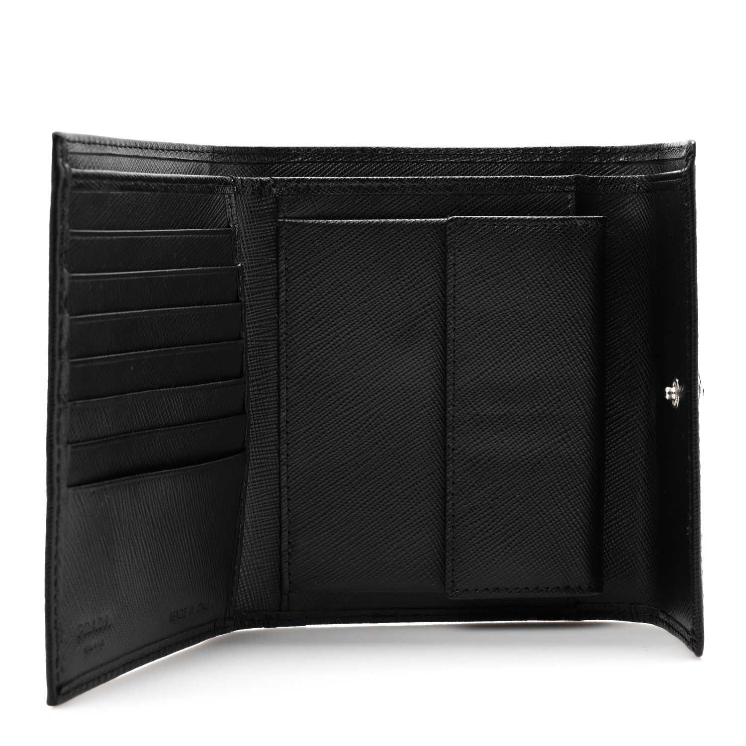 Prada Saffiano Metal Flap Wallet Black 5 of 11