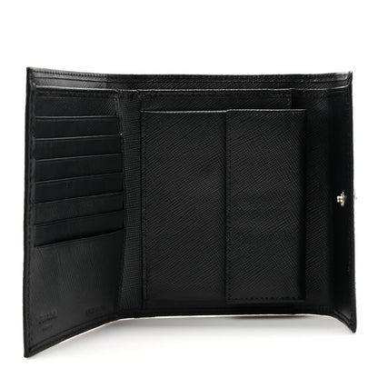 Prada Saffiano Metal Flap Wallet Black 5 of 11