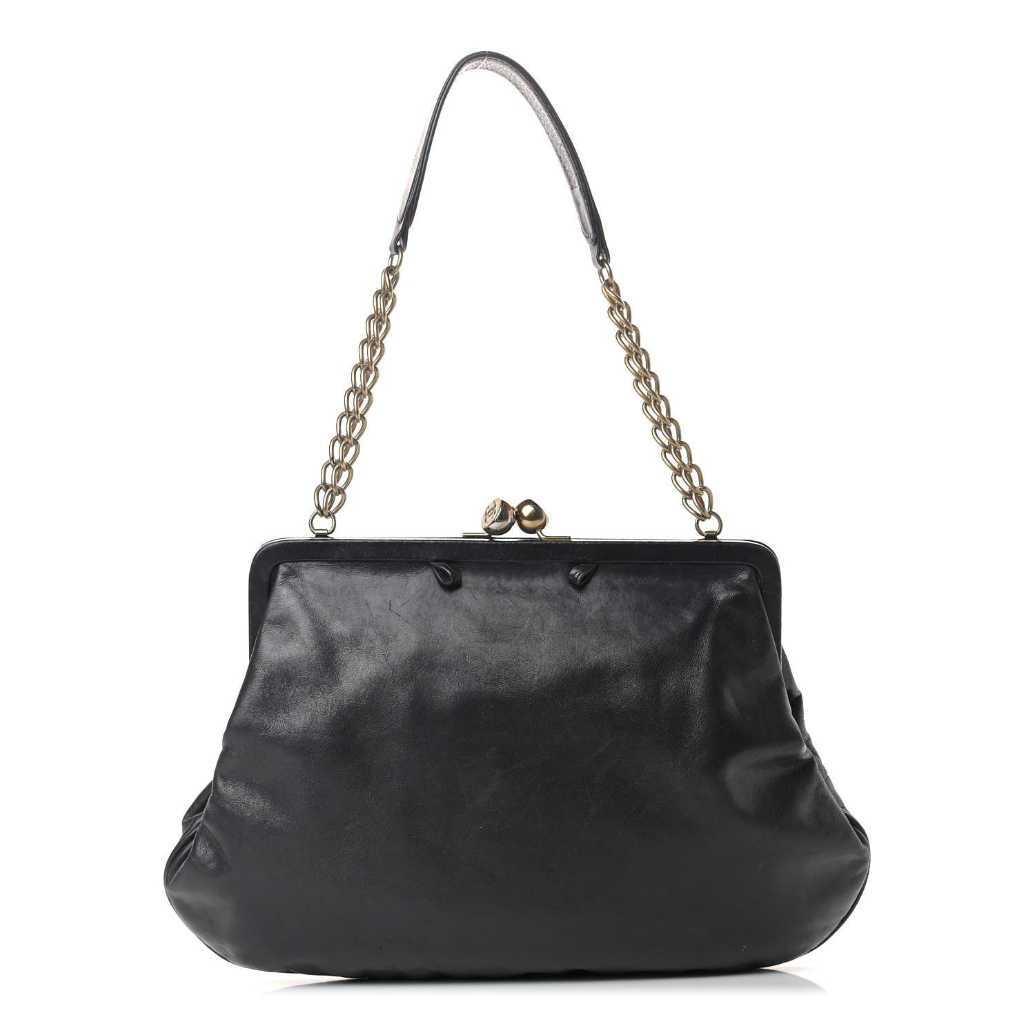 Chanel Glazed Calfskin Kisslock Frame Bag Black 1 of 16