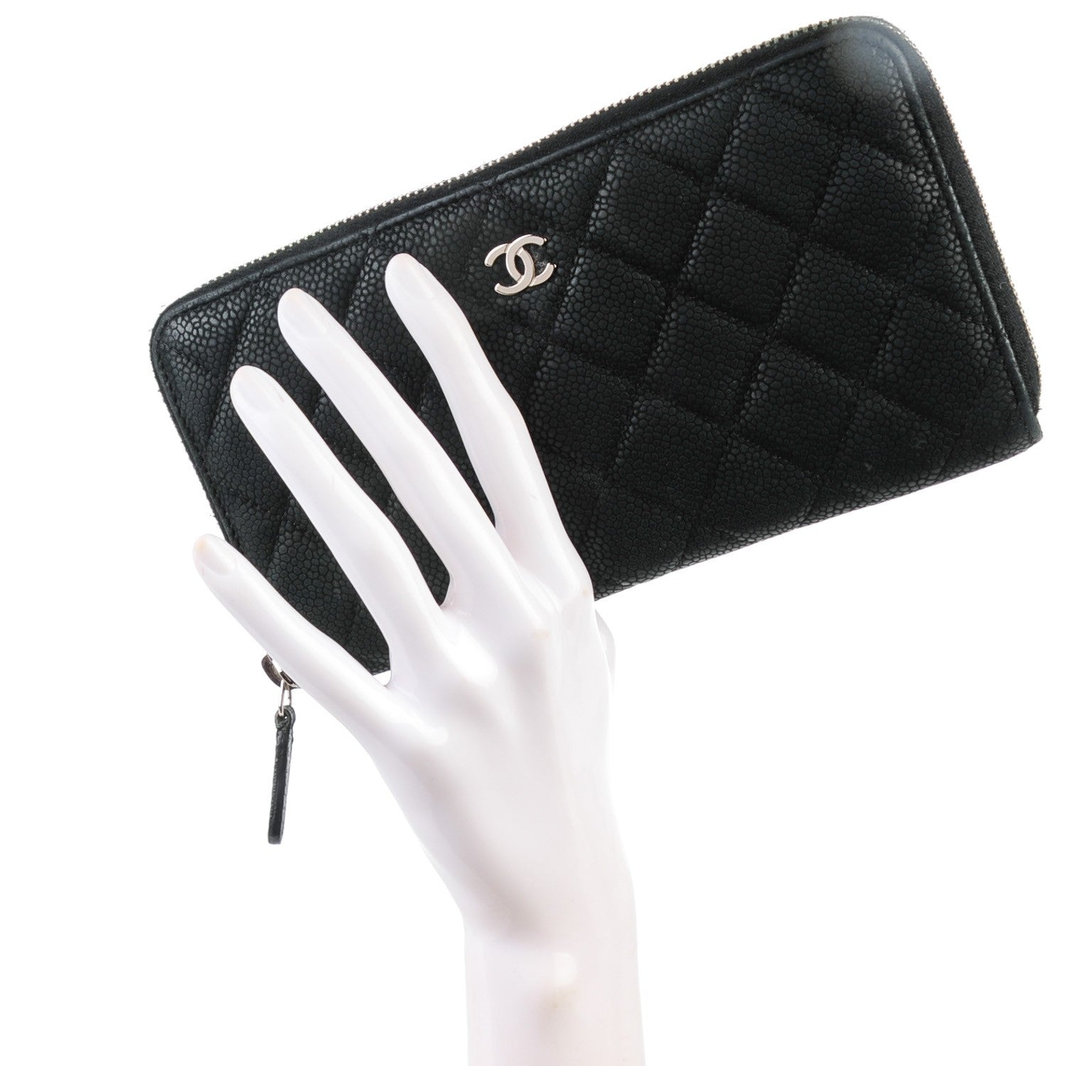 Chanel Iridescent Caviar Quilted Large Zip Around Wallet Black 2 of 8