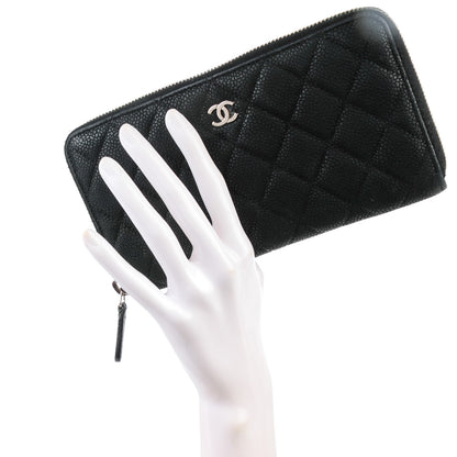 Chanel Iridescent Caviar Quilted Large Zip Around Wallet Black 2 of 8
