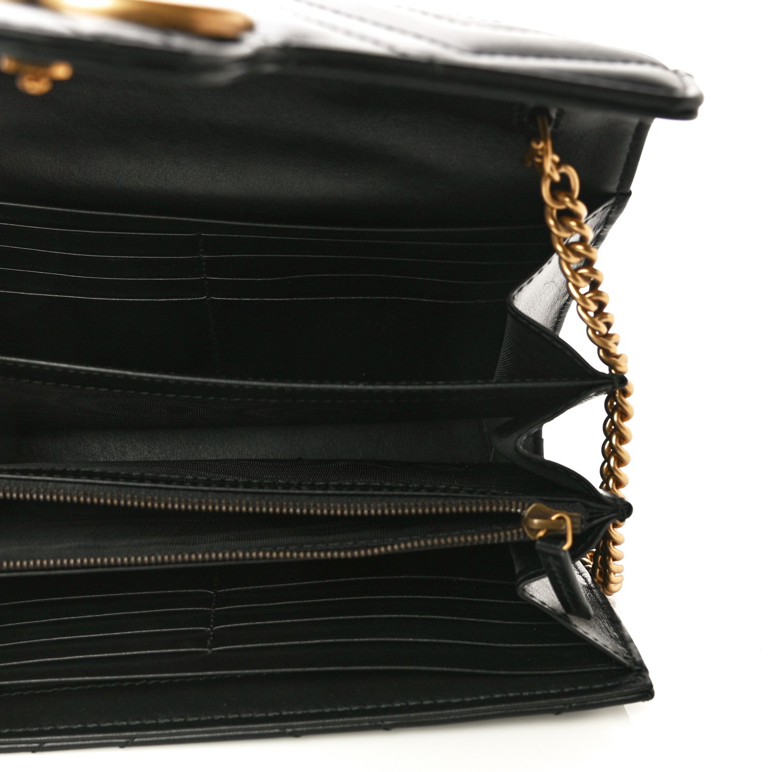 Gucci Calfskin Matelasse GG Marmont Chain Wallet Black 5 of 13