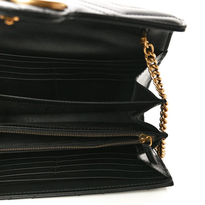 Gucci Calfskin Matelasse GG Marmont Chain Wallet Black 5 of 13