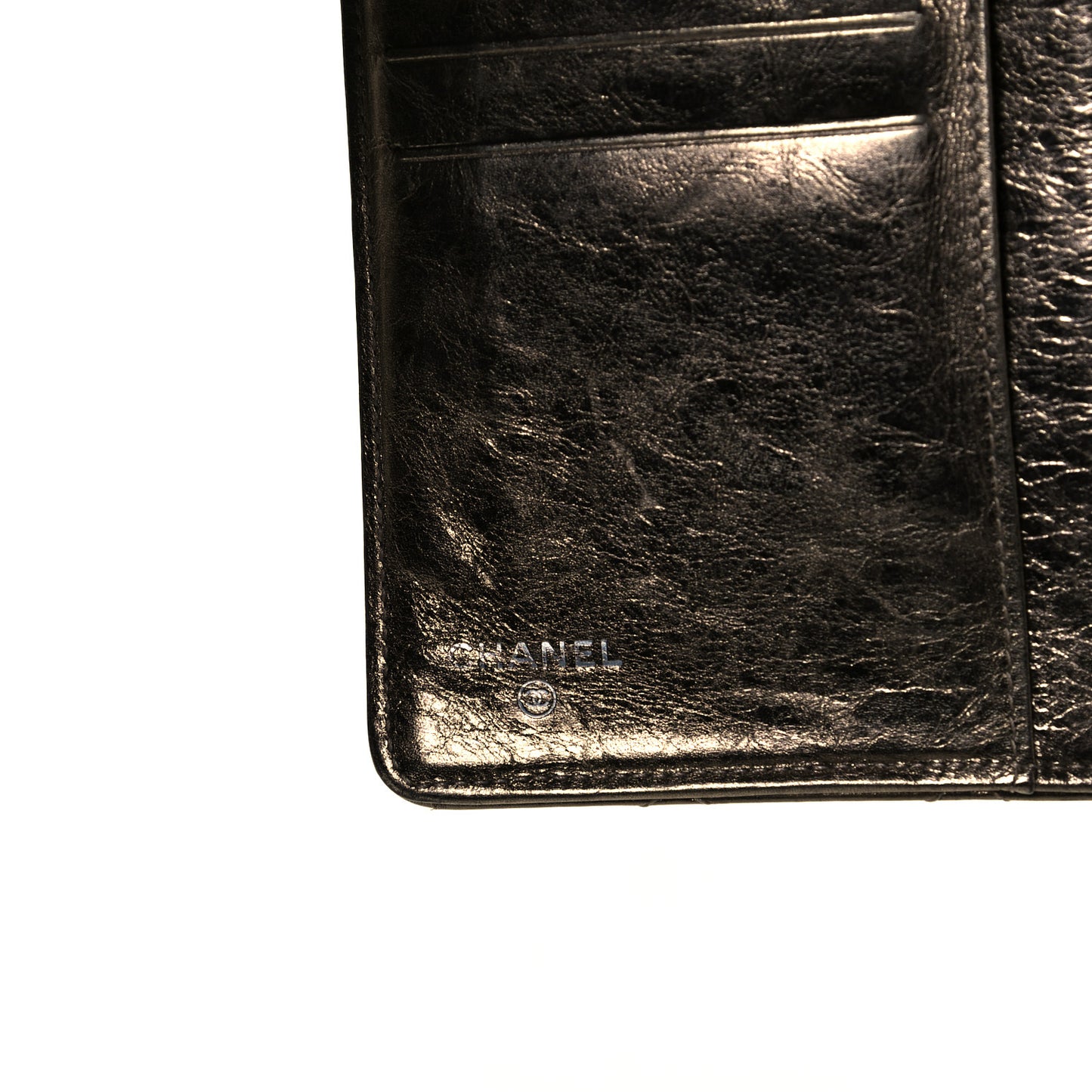 Metallic Aged Calfskin Quilted Reissue Yen Wallet Bronze