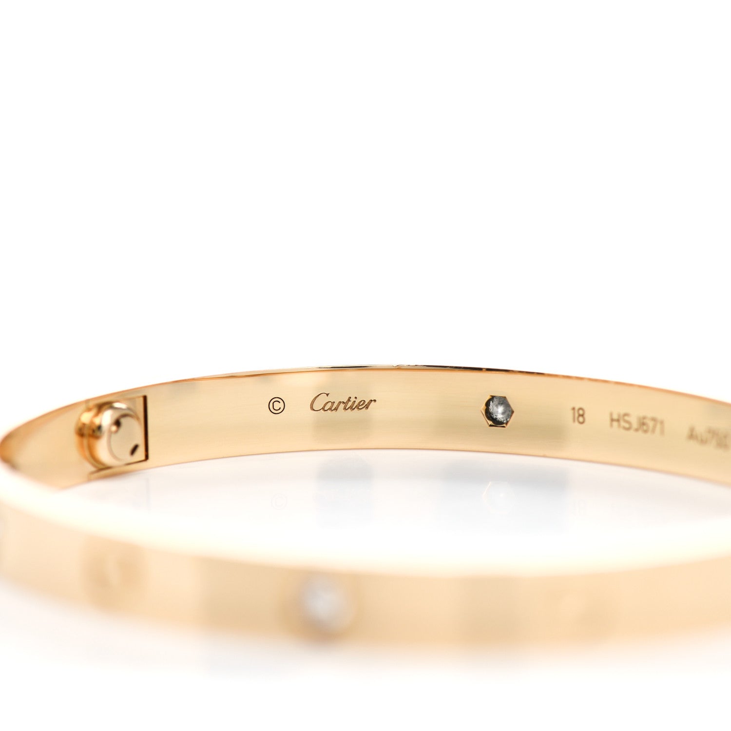 Cartier 18K Yellow Gold 4 Diamond LOVE Bracelet 18 5 of 6