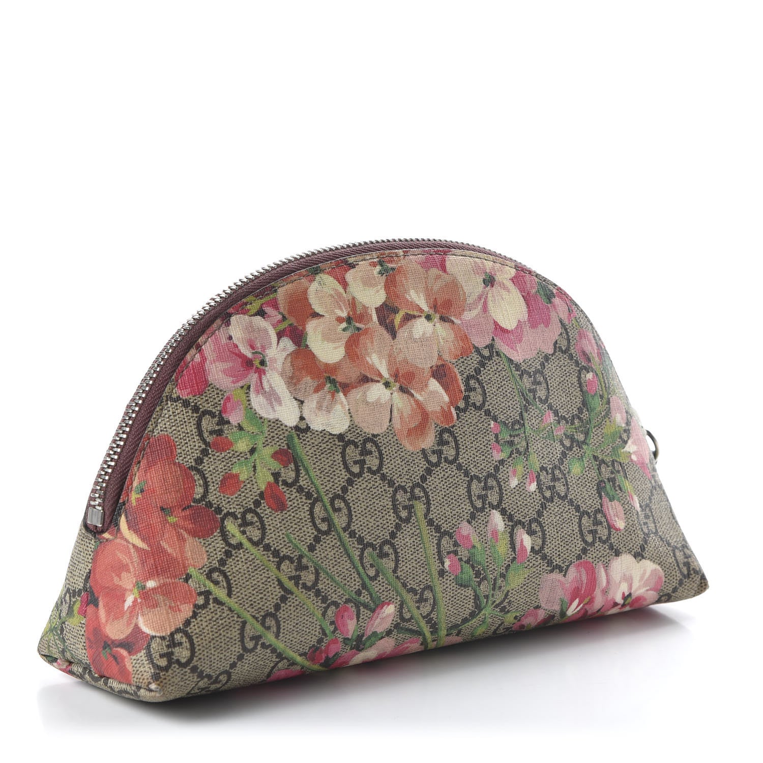 Gucci GG Supreme Monogram Blooms Large Pouch Cosmetic Case Beige Multicolor Dry Rose 3 of 12