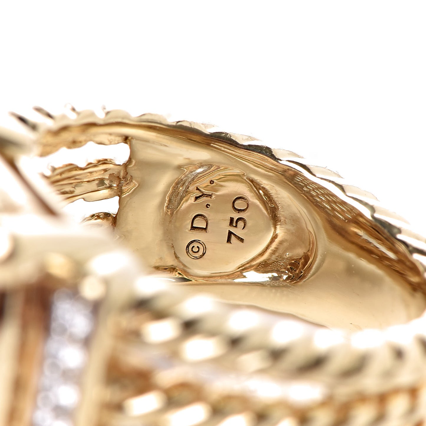 18K Yellow Gold Diamond 16mm Wheaton Ring 49 4.75