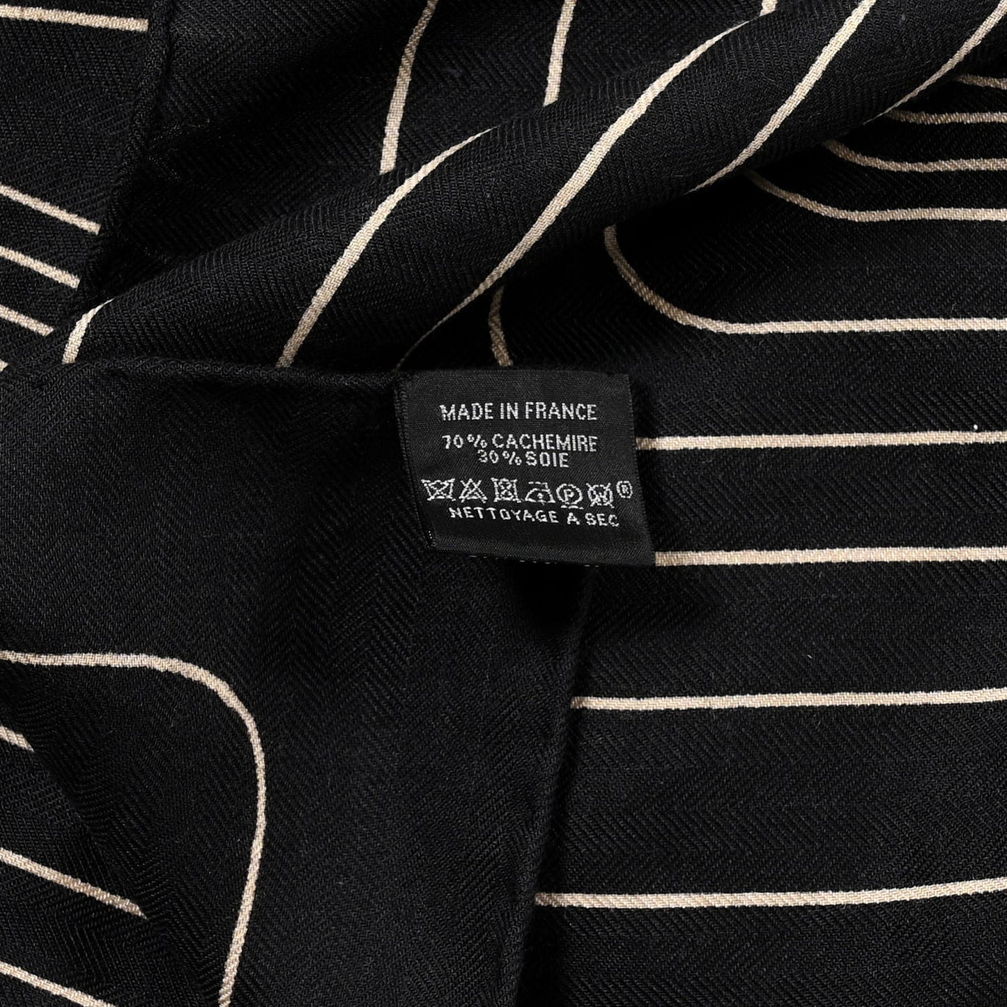 Cashmere Silk Pegase Paysage Shawl 140 Black Beige