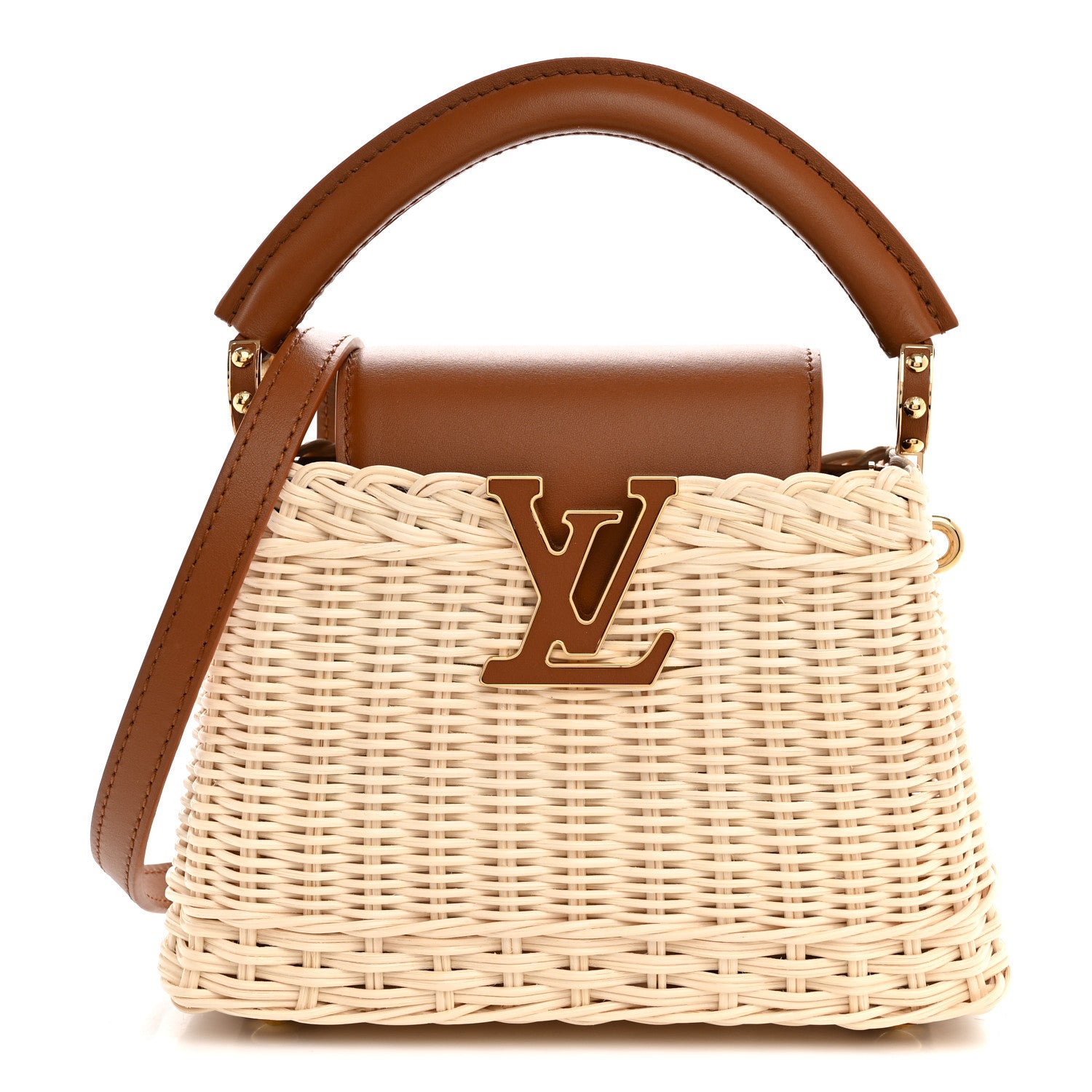 Louis Vuitton Rattan Calfskin Capucines Mini Brown 1 of 10
