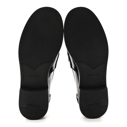 Miu Miu Spazzolato Penny Loafers 37 Black 4 of 8