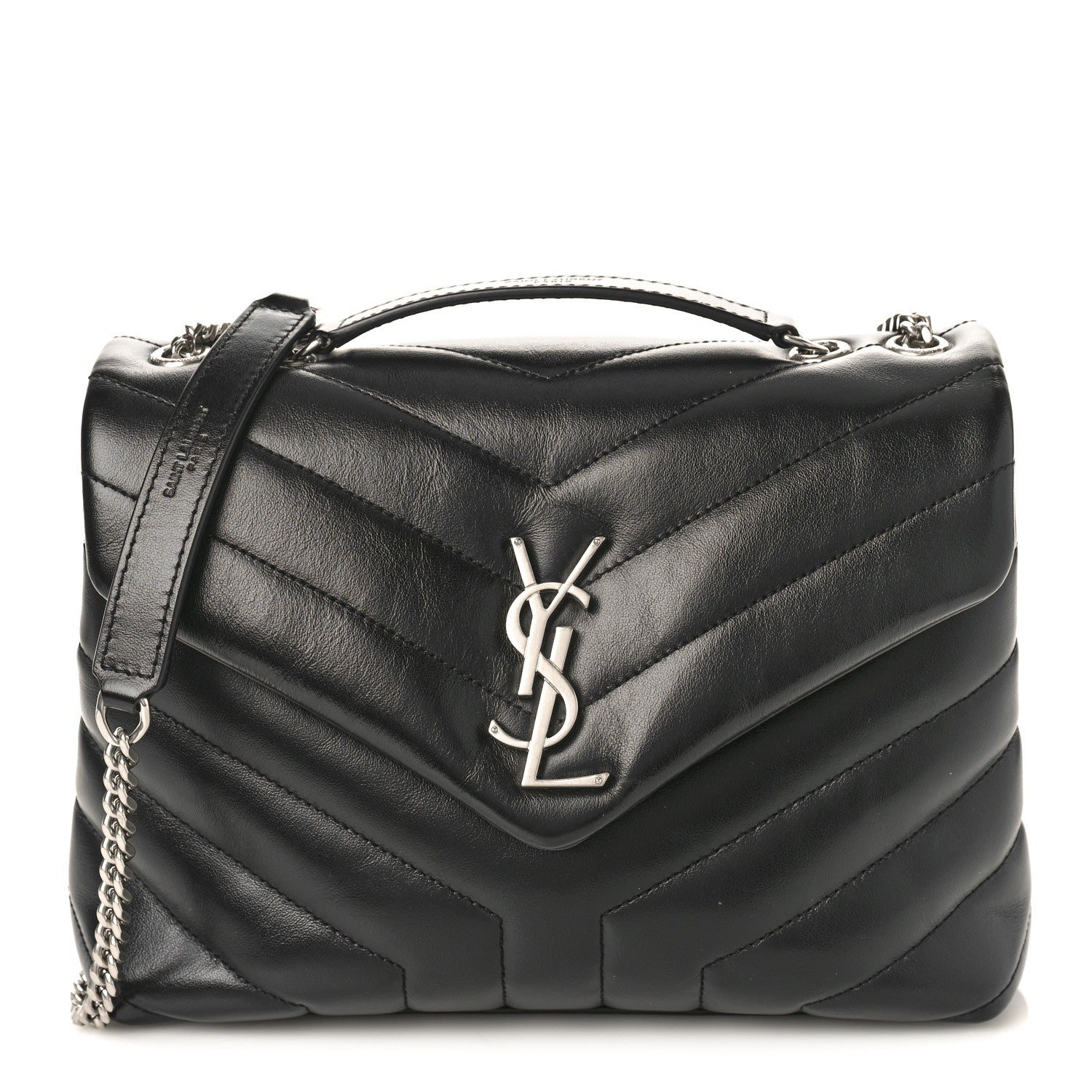 Saint Laurent Calfskin Y Quilted Monogram Small Loulou Chain Satchel Black 1 of 8