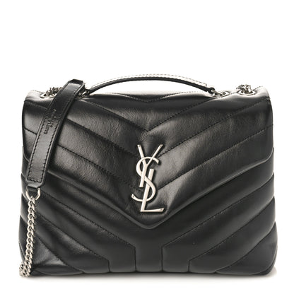 Saint Laurent Calfskin Y Quilted Monogram Small Loulou Chain Satchel Black 1 of 8