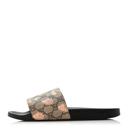 Gucci GG Supreme Monogram Berry Womens Slide Sandals 40 Beige Light Copper 1 of 9