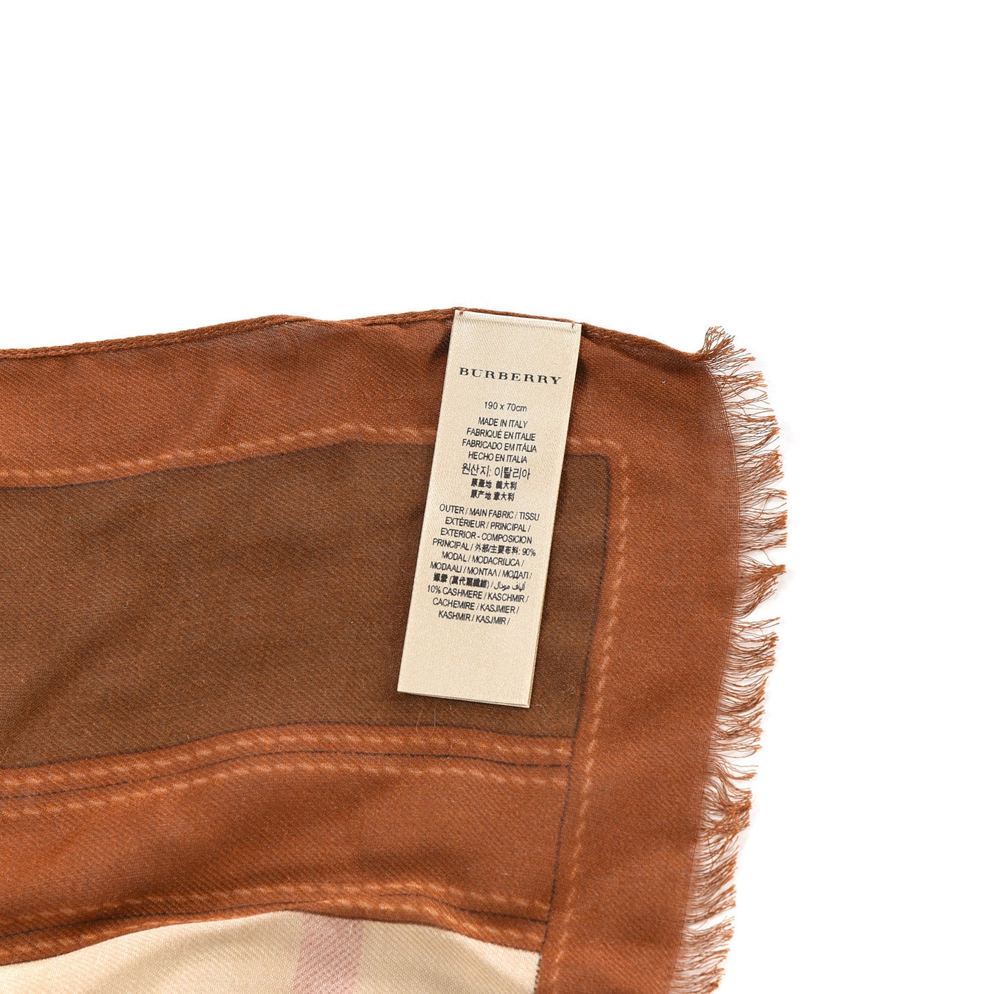 Modal Silk Cashmere Haymarket Check Scarf Bronze