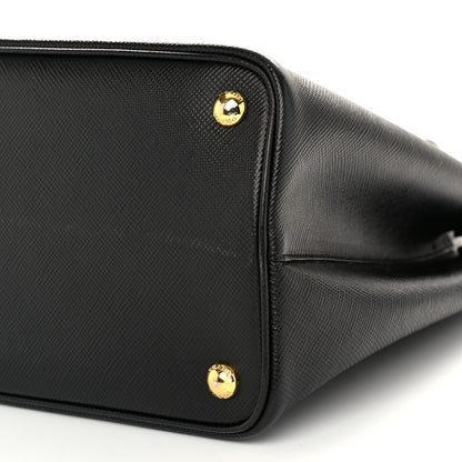 Prada Saffiano Cuir Medium Double Bag Black Fuoco 10 of 10