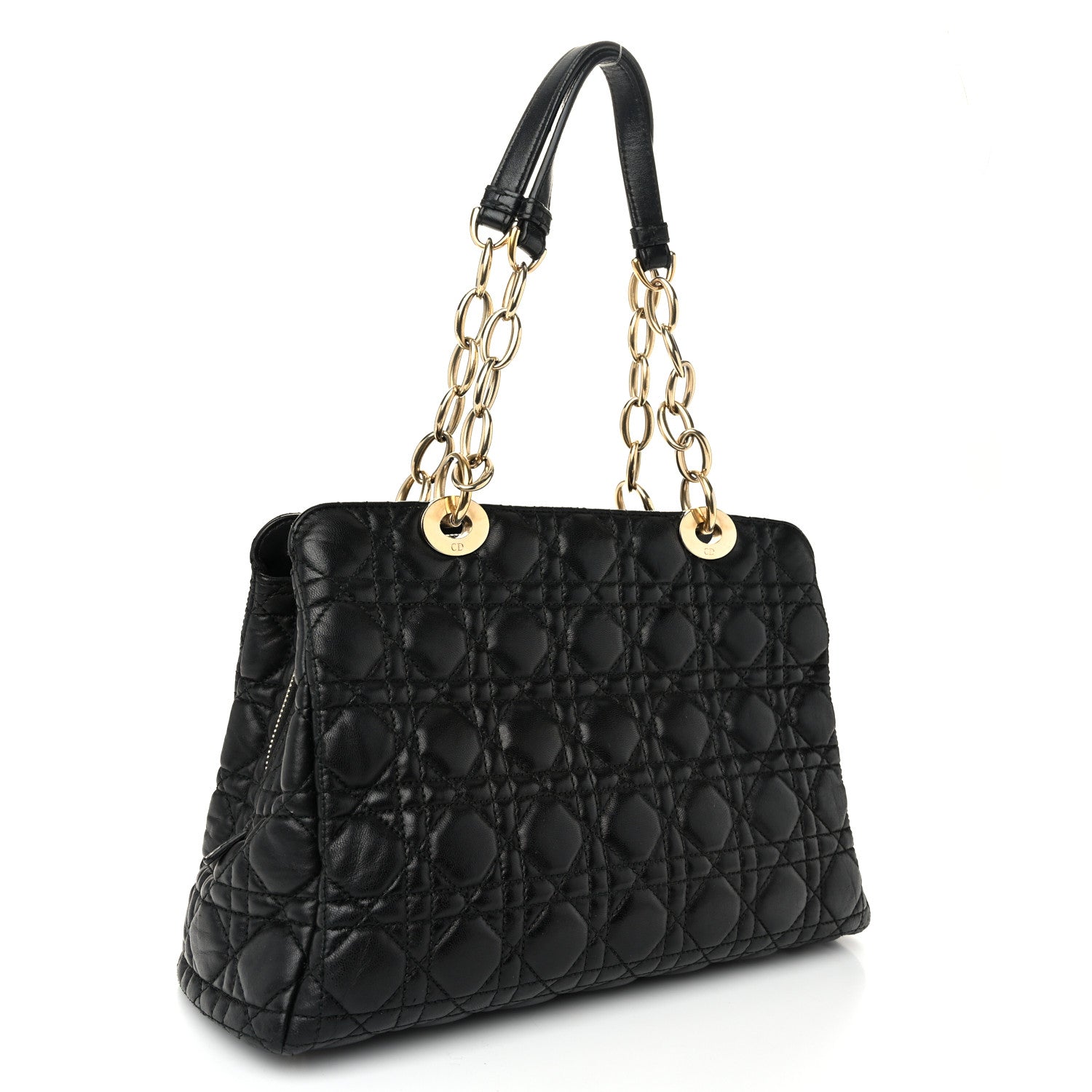 Christian Dior Lambskin Cannage Small Dior Soft Zipped Shopping Tote Black 3 of 10
