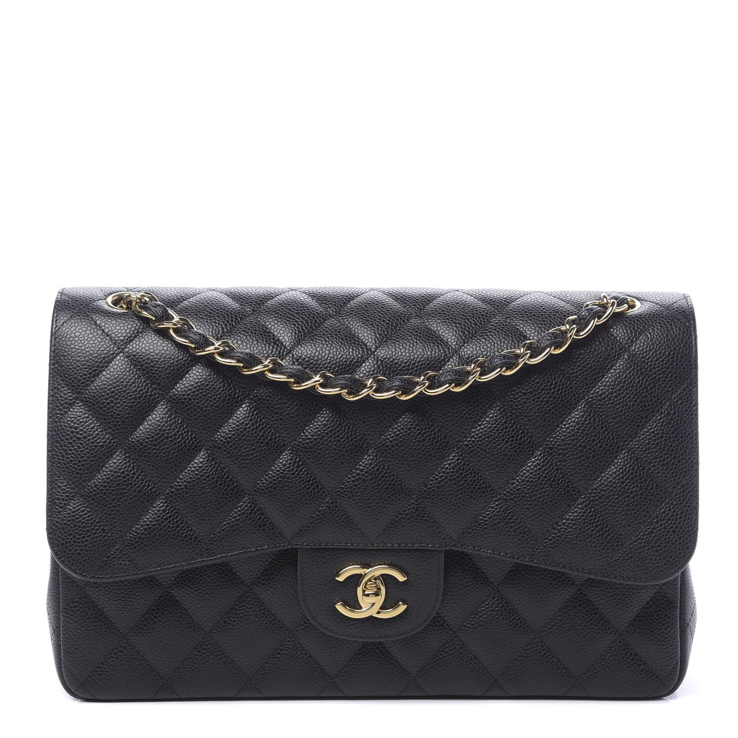 Caviar Quilted Jumbo Double Flap Black