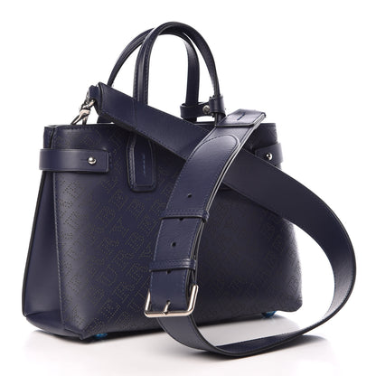 Burberry Derby Calfskin Perforated Small Banner Tote Regency Blue 3 of 12