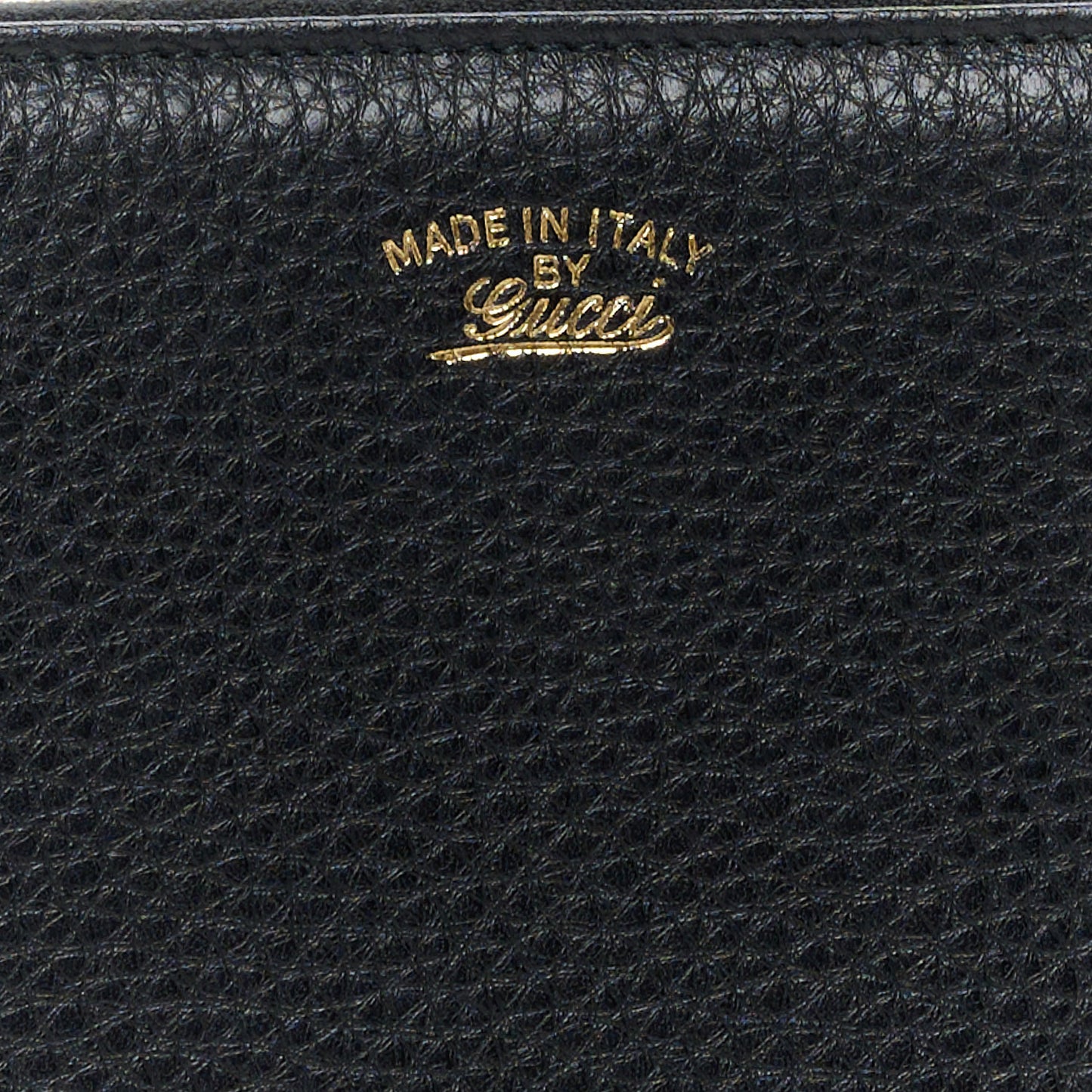 Pebbled Calfskin Bamboo Tassel Zip Around Wallet Black