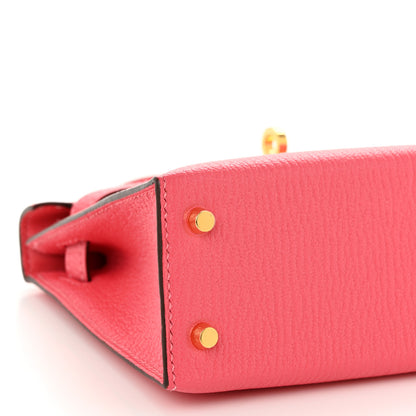 Hermes Chevre Mysore Mini Kelly Sellier 20 Rose Lipstick 9 of 11