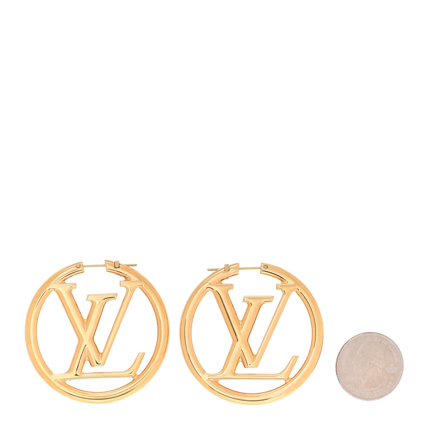 Louis Vuitton Metal Louise Hoop Earrings Gold 2 of 5