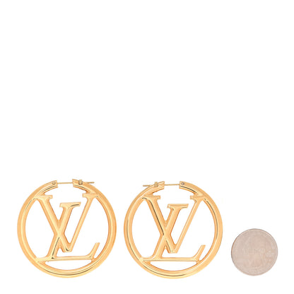 Louis Vuitton Metal Louise Hoop Earrings Gold 2 of 5