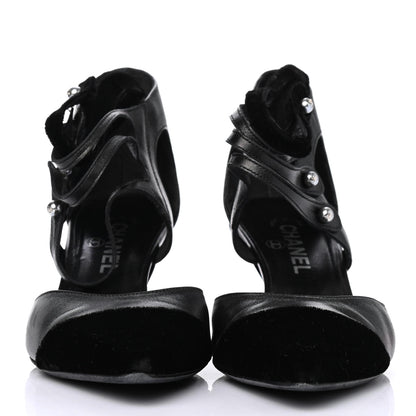 Chanel Lambskin Velvet Cap Toe Pumps 38.5 Black 2 of 4