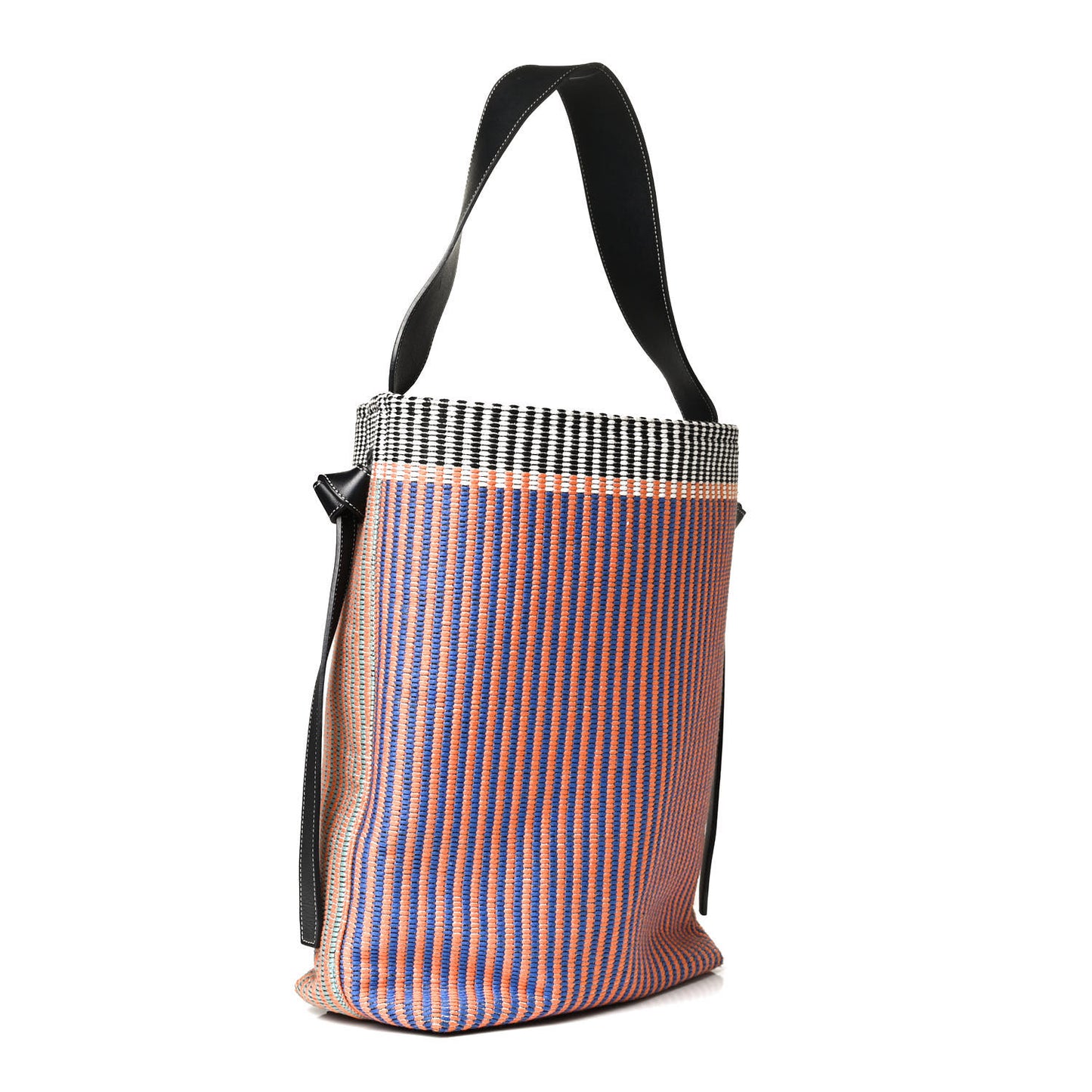 Woven Canvas Small Twisted Cabas Multicolor