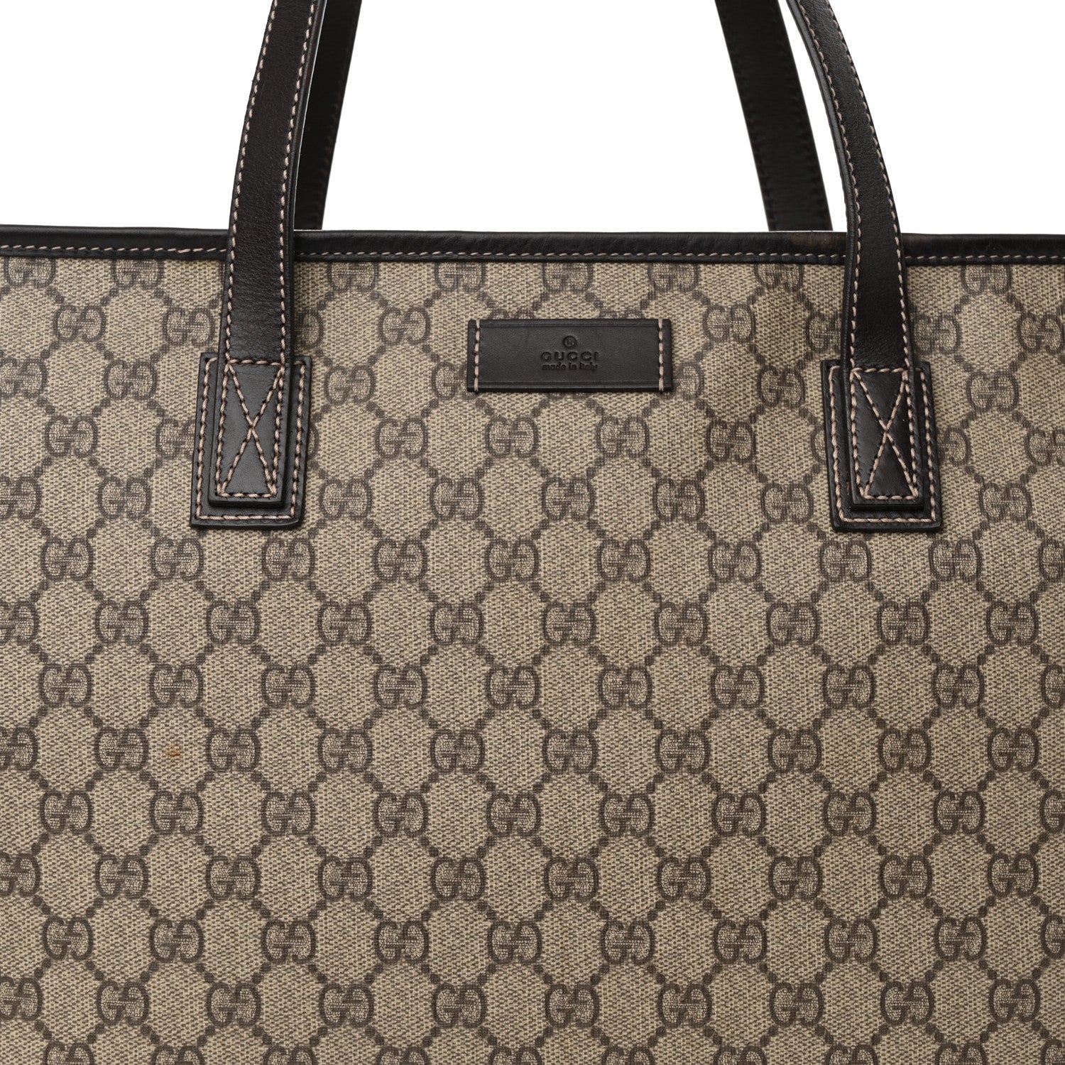 Gucci GG Supreme Monogram Medium Zippered Shopping Tote Dark Brown 8 of 14