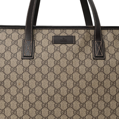 Gucci GG Supreme Monogram Medium Zippered Shopping Tote Dark Brown 8 of 14