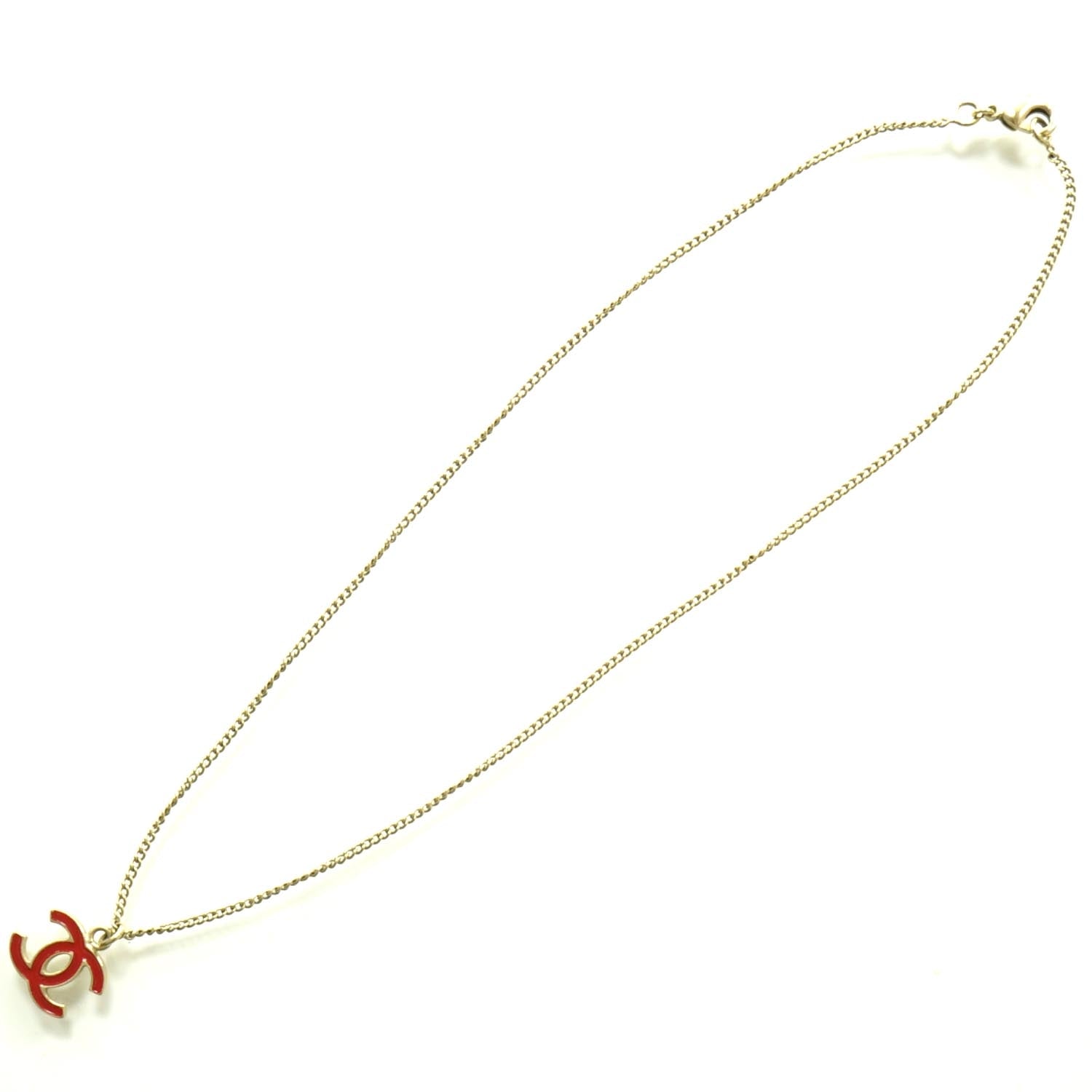 Chanel Enamel CC Necklace Red 1 of 5