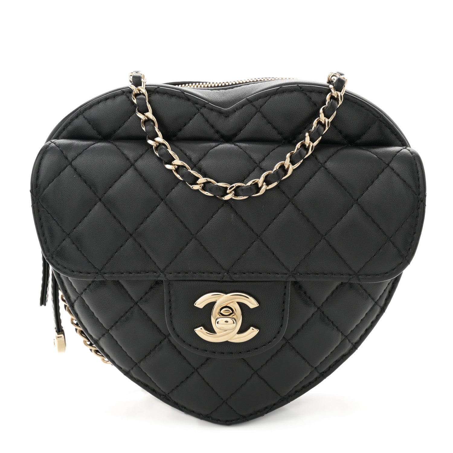 Chanel Lambskin Quilted CC In Love Heart Bag Black 1 of 11