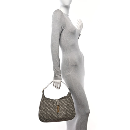 Gucci X BALENCIAGA GG Supreme Monogram Logo Print Medium Jackie 1961 Hobo Beige Ebony 2 of 10