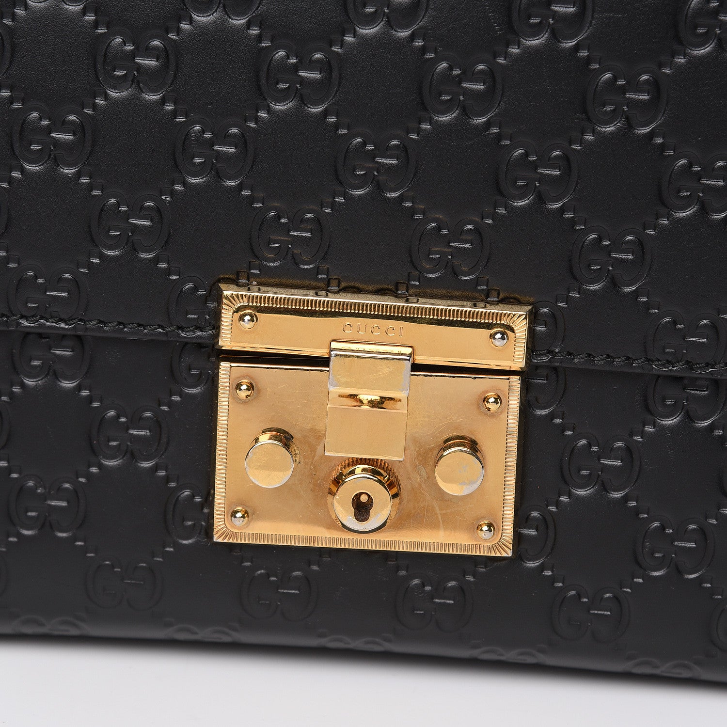 Gucci Guccissima Medium Padlock Shoulder Bag Black 14 of 18
