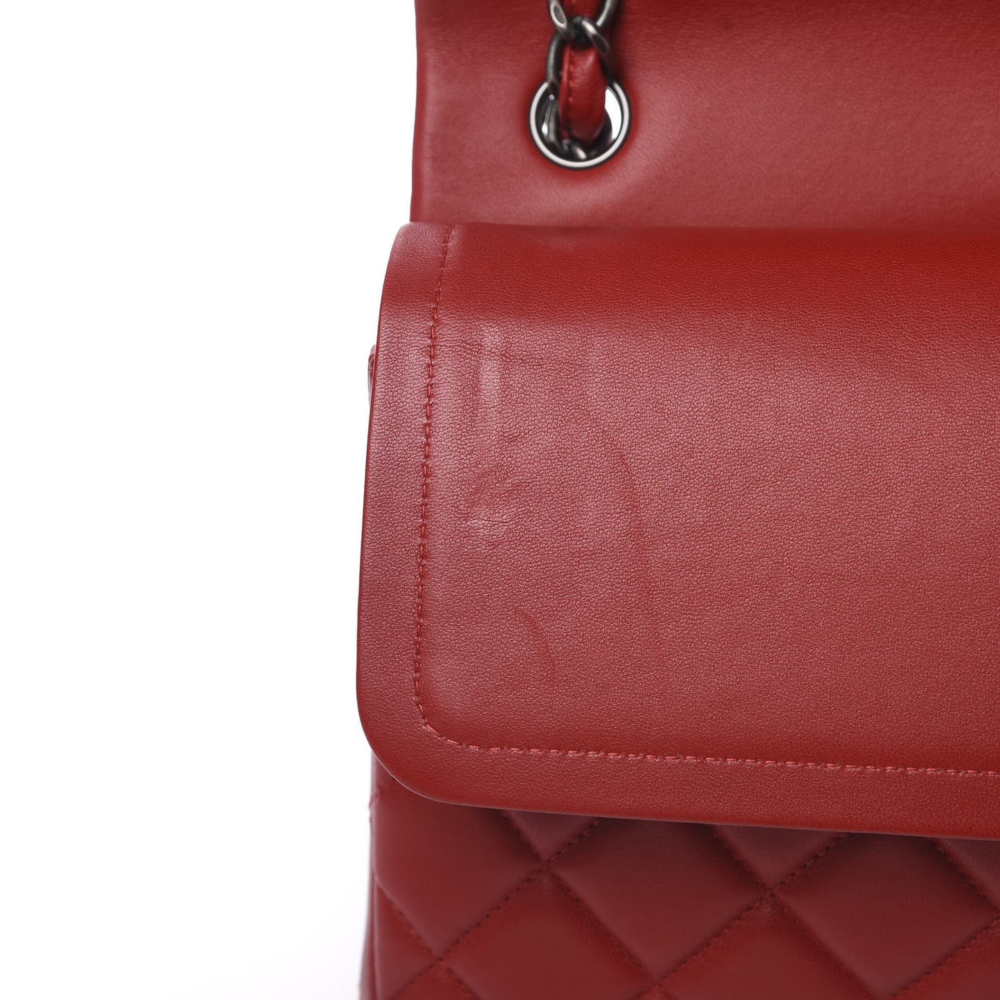 Lambskin Quilted Jumbo Double Flap Red