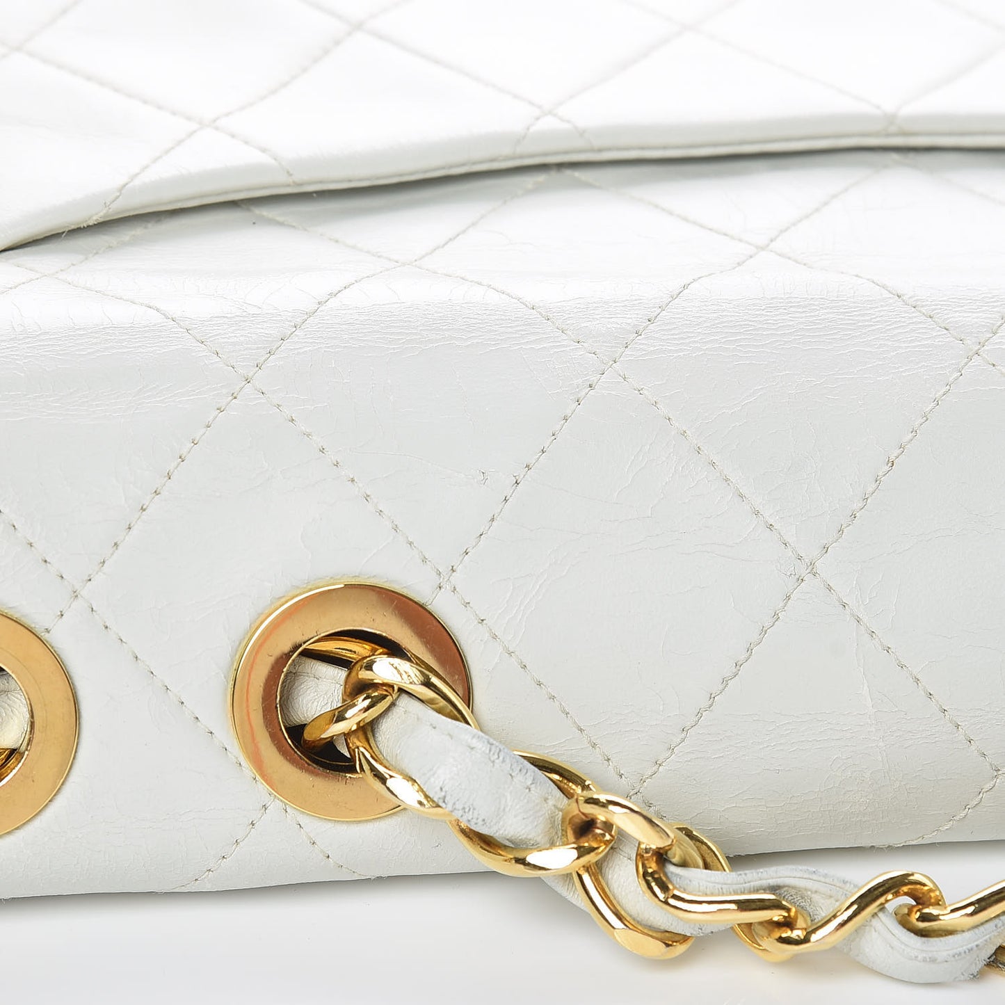 Lambskin Quilted XL Jumbo Single Flap White