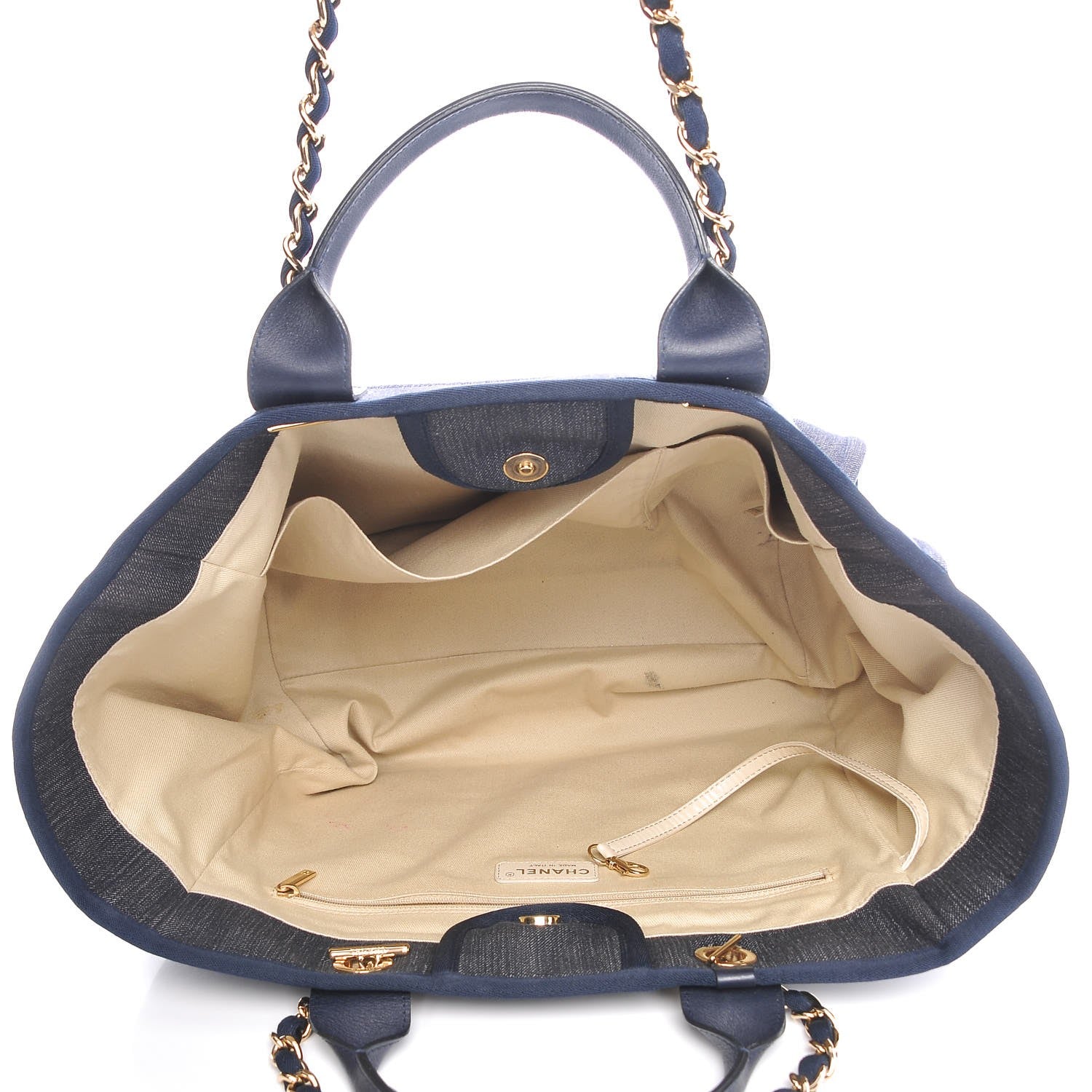 Chanel Denim Large Deauville Tote Dark Blue 5 of 9