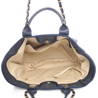 Chanel Denim Large Deauville Tote Dark Blue 5 of 9